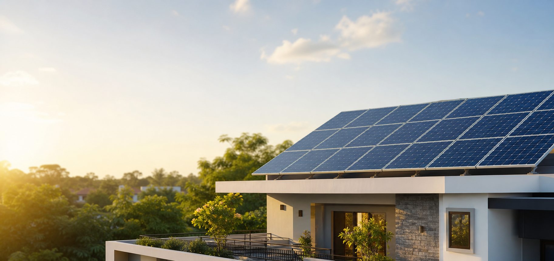 Solar panels on a home rooftop